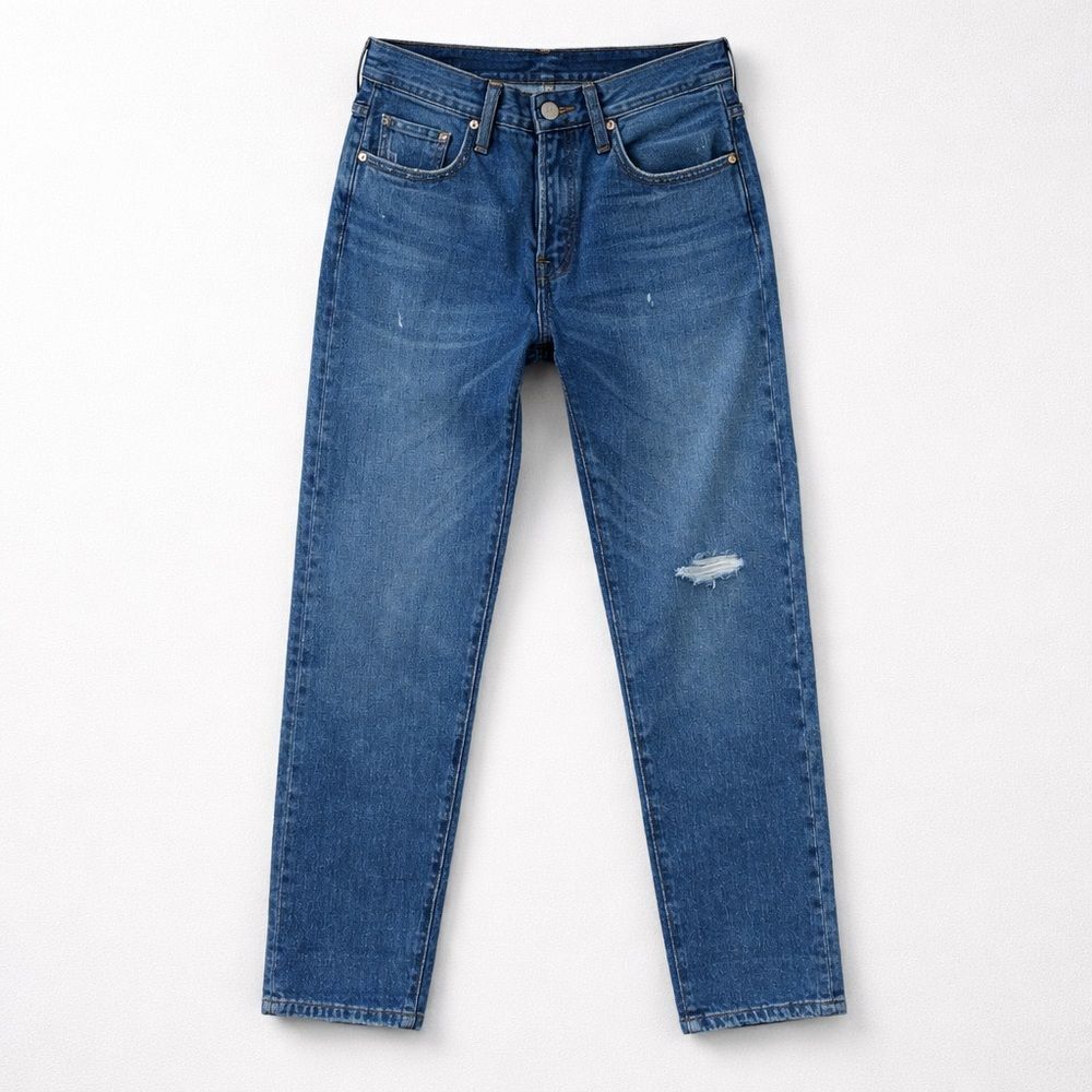 Levi’s 501 Cotton Button fly High-rise destroyed and distressed blue jeans
